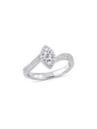Sonatina Diamond Halo Bypass And Sterling Silver Heart Ring