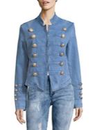 Free People Fitted Military Denim Jacket