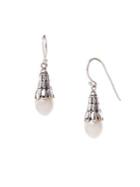 Lord & Taylor 925 Sterling Silver & White Pearl Drop Earrings