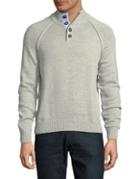 Brooks Brothers Red Fleece Mock Buttoned Cotton Sweater