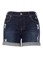 Melissa Mccarthy Seven7 Distressed Five-pocket Rolled-cuffs Shorts