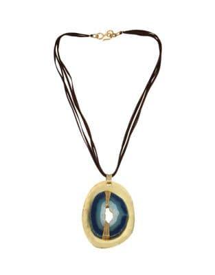 Robert Lee Morris Collection Agate Leather Pendant Necklace