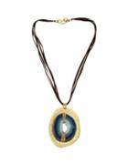 Robert Lee Morris Collection Agate Leather Pendant Necklace