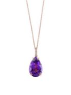 Effy Viola Diamond, Amethyst And 14k Rose Gold Pendant Necklace, 0.02 Tcw
