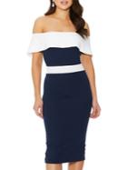 Quiz Two-toned Off-the-shoulder Bodycon Dress