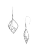 Lord & Taylor 925 Sterling Silver & Crystal Petal-shaped Dangle Earrings