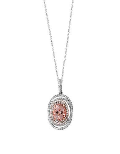 Effy Blush 0.67 Tcw Diamonds, Morganite, 14k White Gold And 14k Rose Gold Pendant Necklace