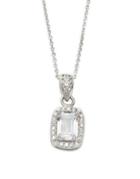 Lord & Taylor Crystal & Sterling Silver Rectangular Pendant Necklace