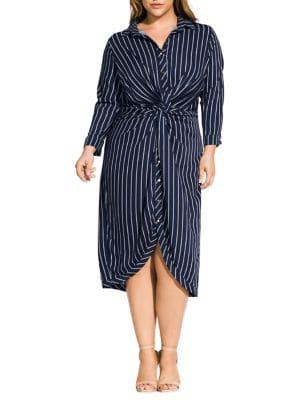 City Chic Plus Striped Twist Dress