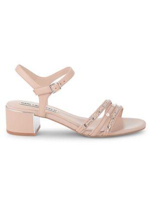Karl Lagerfeld Paris Tori Embellished Leather Sandals