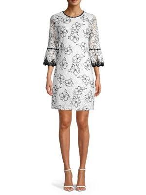 Karl Lagerfeld Paris Embroidered Lace Cotton Blend Sheath Dress