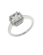 Lord & Taylor Square Cubic Zirconia Ring With Pav Frame