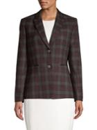 Tahari Arthur S. Levine Double Breasted Plaid Blazer