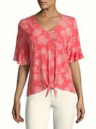 Ivanka Trump Tie-front Bell-sleeve Top