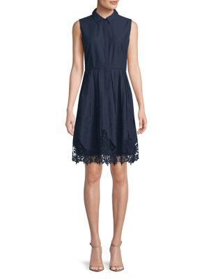 T Tahari Melitta Embroidered Fit-&-flare Dress