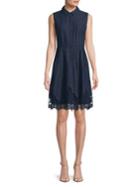 T Tahari Melitta Embroidered Fit-&-flare Dress