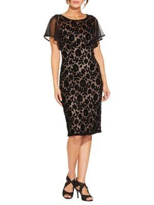 Adrianna Papell Floral Velvet Sheath Dress