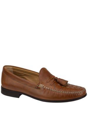 Johnston & Murphy Cresswell Leather Woven Tassel Moccasins