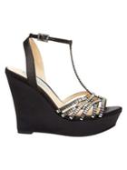 Betsey Johnson Ember Embellished T-strap Wedges