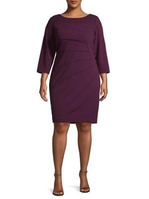 Calvin Klein Plus Starburst-stitch Three-quarter Sheath Dress