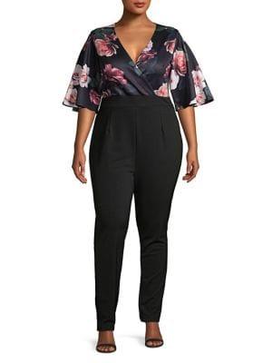 Quiz Curve Plus Floral Slim Leg Jumpsuit