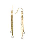 Lord & Taylor 5mm White Freshwater Pearl And 14k Yellow Gold Drop Earrings