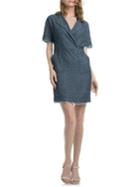 Trina Turk Tourist Frayed-trimmed Faux Wrap Sheath Dress