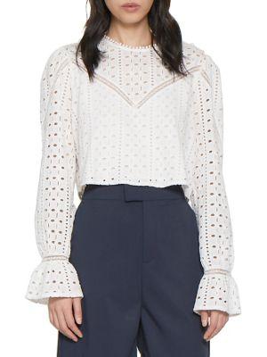 Walter Baker Klein Eyelet Cotton Cropped Top