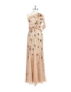 Adrianna Papell One Shoulder Beaded And Sequined Gown