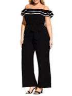 City Chic Plus Demure Off-the-shoulder Jumpsuit