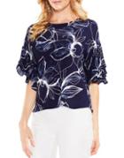 Vince Camuto Tiered Ruffle Sleeve Fresco Petals Blouse