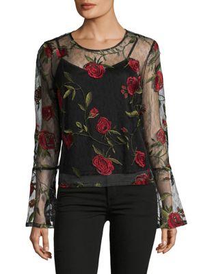 Lord & Taylor Embroidered Floral Lace Top