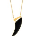 Lord & Taylor Black Stone Horn Pendant Necklace