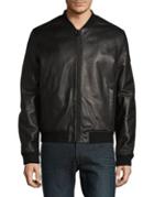 Cole Haan Zip-front Leather Bomber Jacket