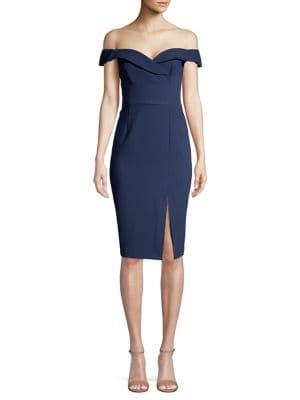 Black Halo Hepburn Off-the-shoulder Sheath Dress