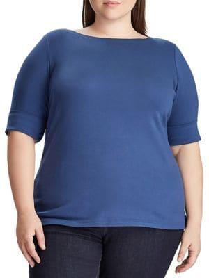 Lauren Ralph Lauren Plus Stretch Boatneck Top