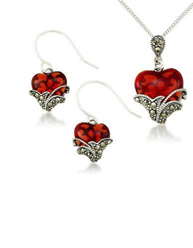 Lord & Taylor Heart Pendant Necklace And Earrings Set