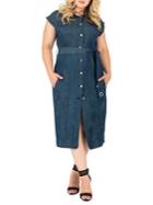 Standards And Practices Plus Denim Button-front Dress