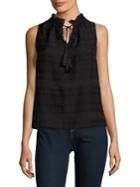 Lord & Taylor Keyhole Sleeveless Embroidered Top
