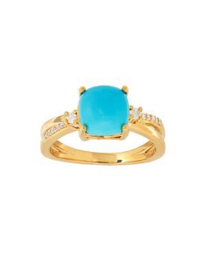 Lord & Taylor Turquoise, Diamond & 14k Yellow Gold Ring