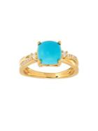 Lord & Taylor Turquoise, Diamond & 14k Yellow Gold Ring