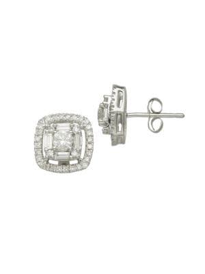 Lord & Taylor 14k White Gold And Diamond Stud Earrings