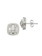 Lord & Taylor 14k White Gold And Diamond Stud Earrings