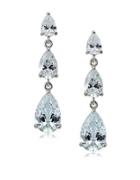 Lord & Taylor Sterling Silver And Cubic Zirconia Triple Drop Earrings