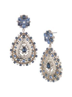 Marchesa Silvertone And Multi-stone Drop Earrings
