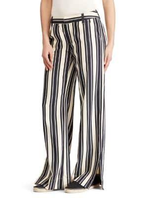 Lauren Ralph Lauren Striped Vented Wide-leg Pants