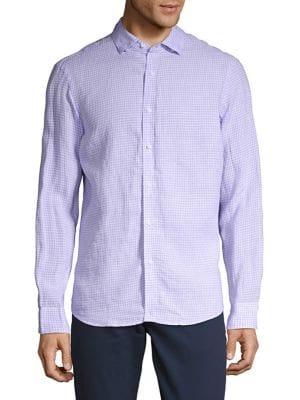 Black Brown Gingham Linen Button-down Shirt