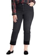 Lauren Ralph Lauren Plus Plus Regal Velvet-trimmed Straight Ankle Jeans