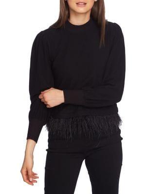 1.state Frayed-trimmed Long-sleeve Top