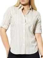 Lauren Ralph Lauren Plus Size Striped Cotton Pocket Shirt